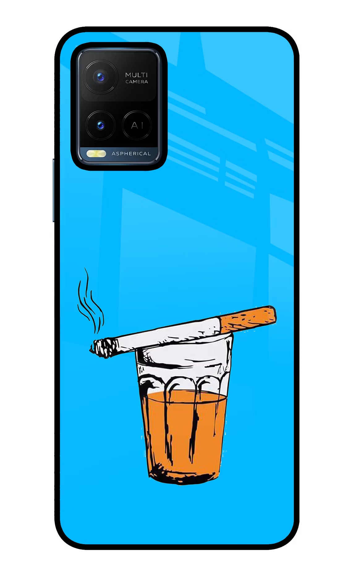 Chai Sutta Vivo Y21/Y21s/Y33s Glass Case Back Cover by Casekaro