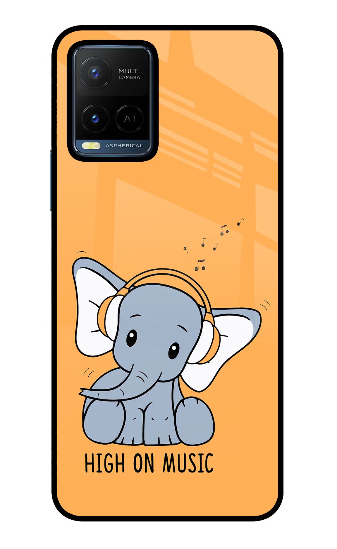 High On Music Vivo Y21/Y21s/Y33s Glass Case Back Cover by Casekaro
