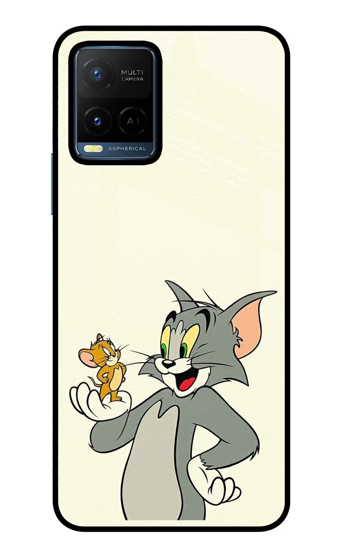 Tom & Jerry Vivo Y21/Y21s/Y33s Glass Case Back Cover by Casekaro