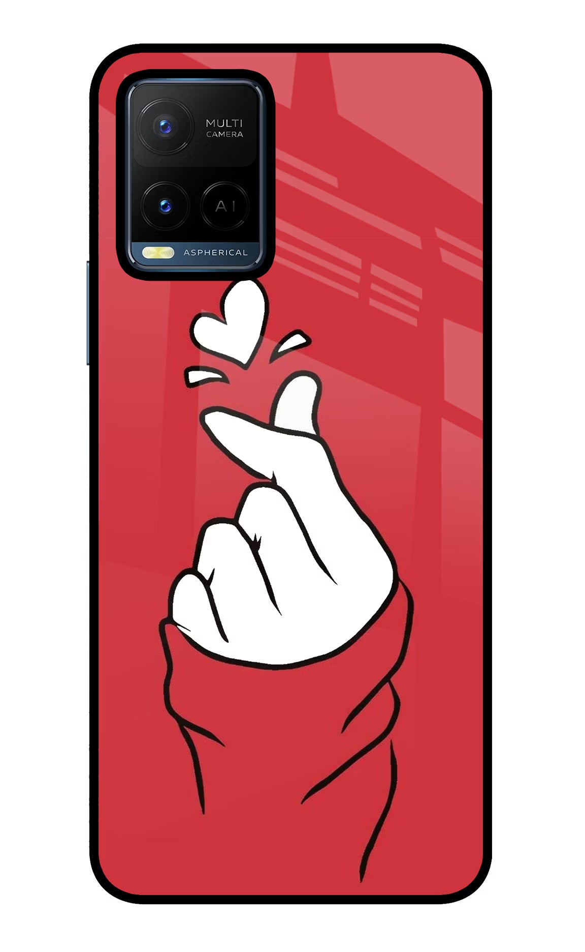 Korean Love Sign Vivo Y21/Y21s/Y33s Glass Case Back Cover by Casekaro