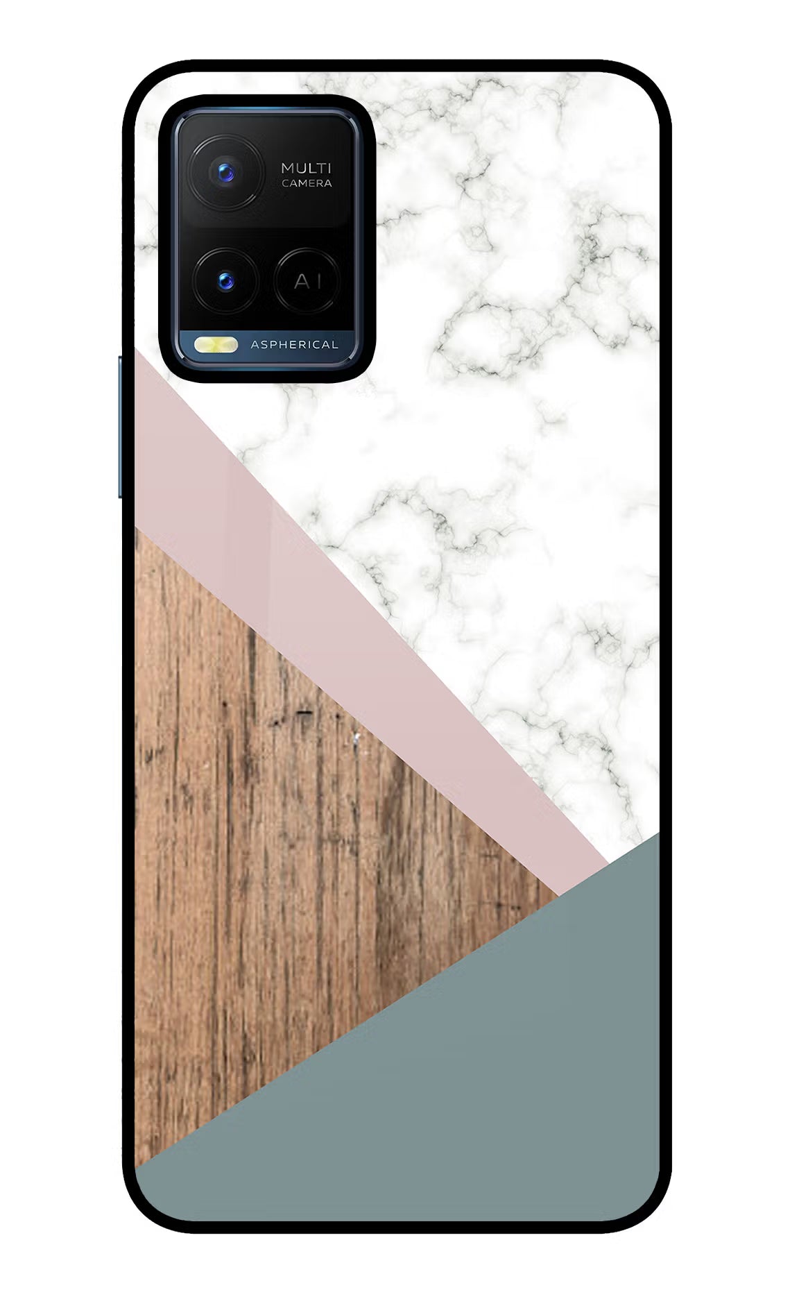Marble wood Abstract Vivo Y21/Y21s/Y33s Glass Case Back Cover by Casekaro