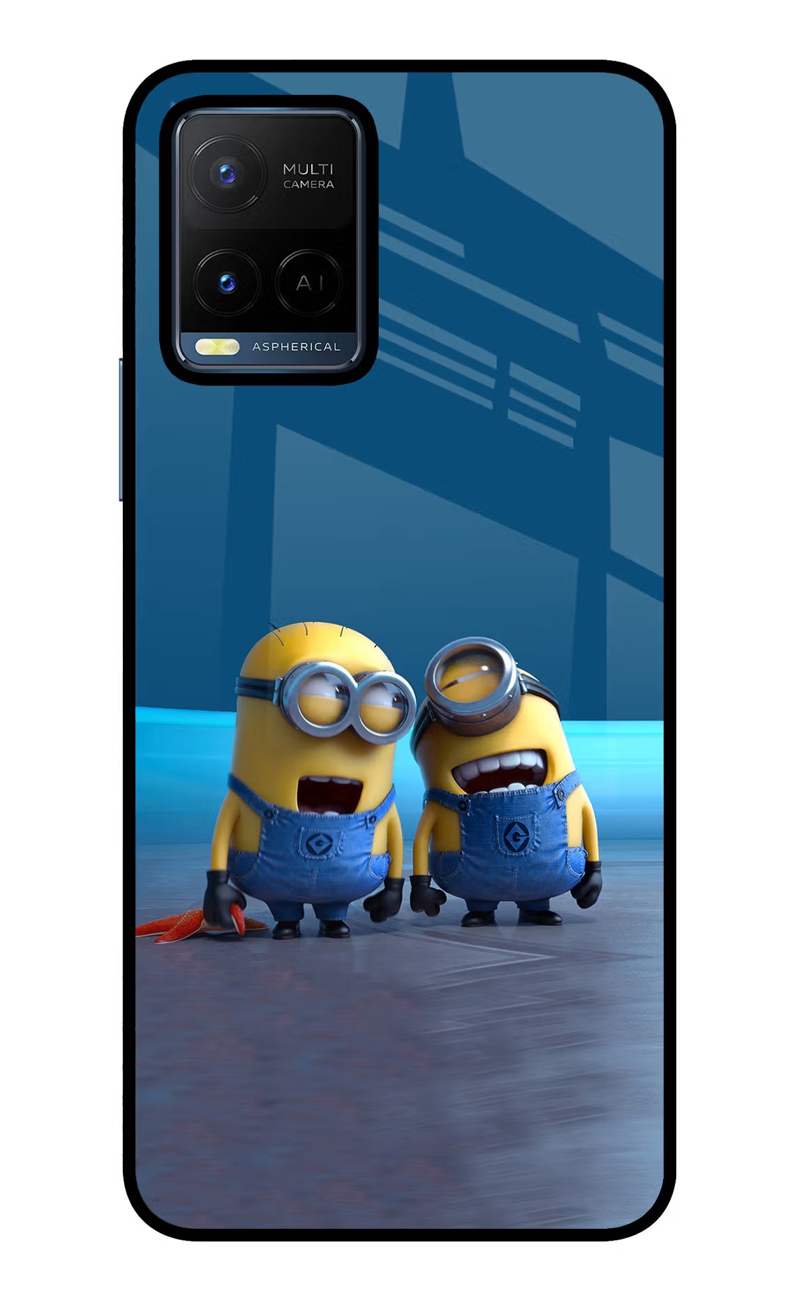 Minion Laughing Vivo Y21/Y21s/Y33s Glass Case Back Cover by Casekaro