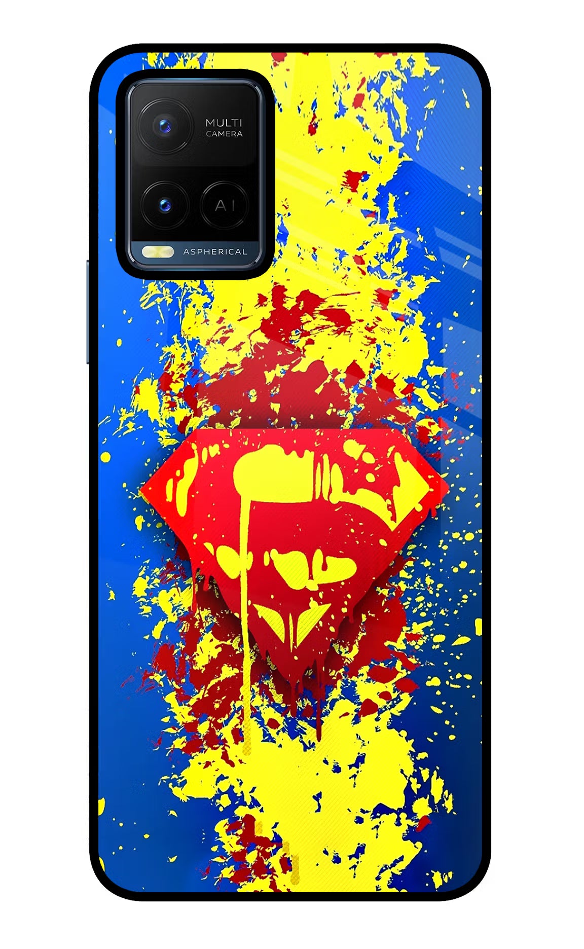 Superman logo Vivo Y21/Y21s/Y33s Glass Case Back Cover by Casekaro