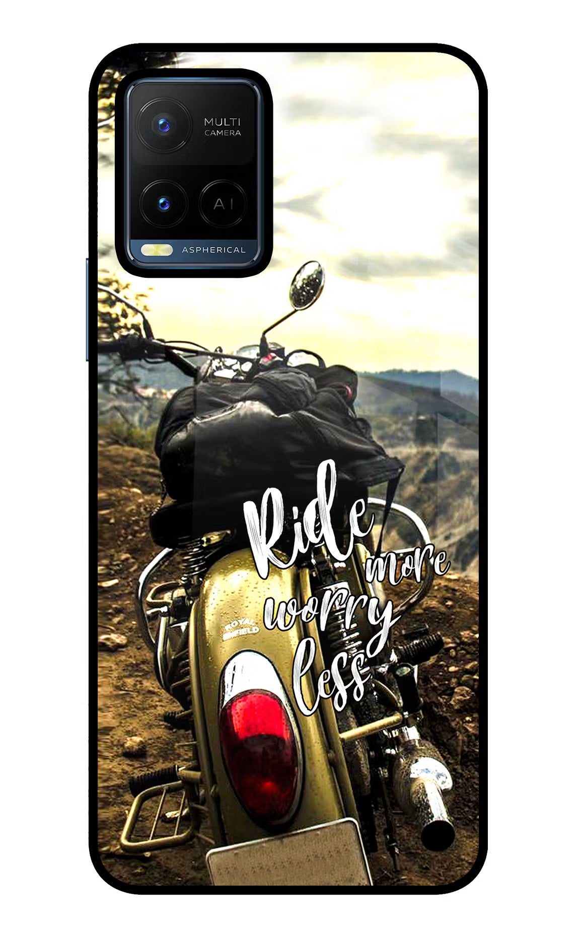 Ride More Worry Less Vivo Y21/Y21s/Y33s Glass Case Back Cover by Casekaro