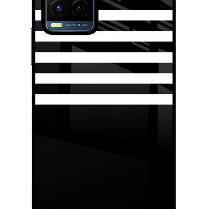 Black and White Print Vivo Y21/Y21s/Y33s Glass Case Back Cover by Casekaro