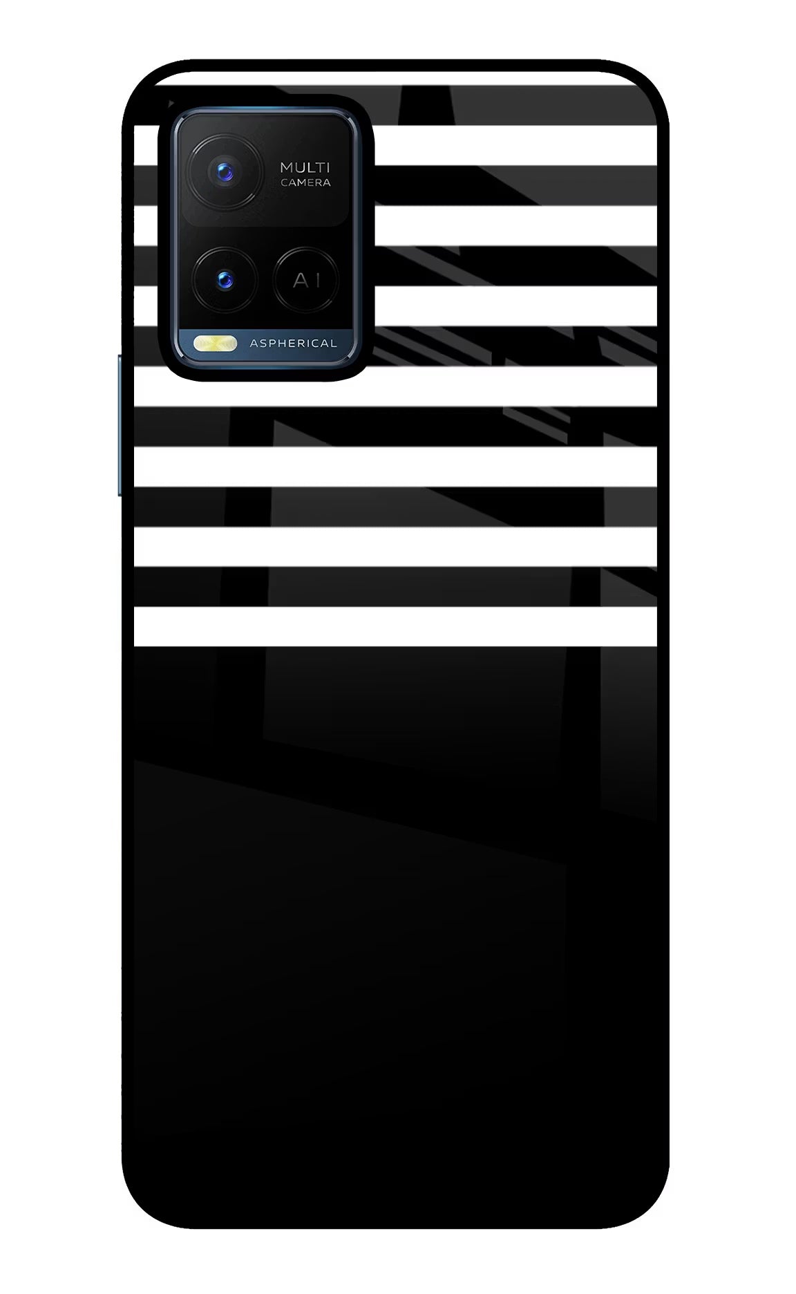 Black and White Print Vivo Y21/Y21s/Y33s Glass Case Back Cover by Casekaro
