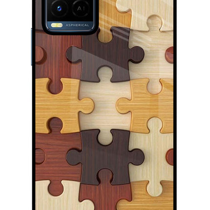 Wooden Puzzle Vivo Y21/Y21s/Y33s Glass Case Back Cover by Casekaro