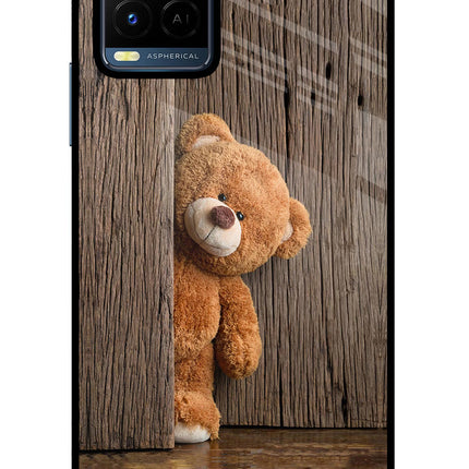 Teddy Wooden Vivo Y21/Y21s/Y33s Glass Case Back Cover by Casekaro