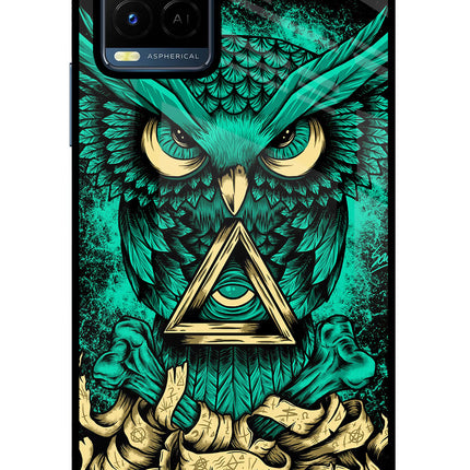 Green Owl Vivo Y21/Y21s/Y33s Glass Case Back Cover by Casekaro