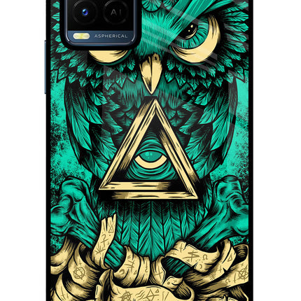 Green Owl Vivo Y21/Y21s/Y33s Glass Case Back Cover by Casekaro