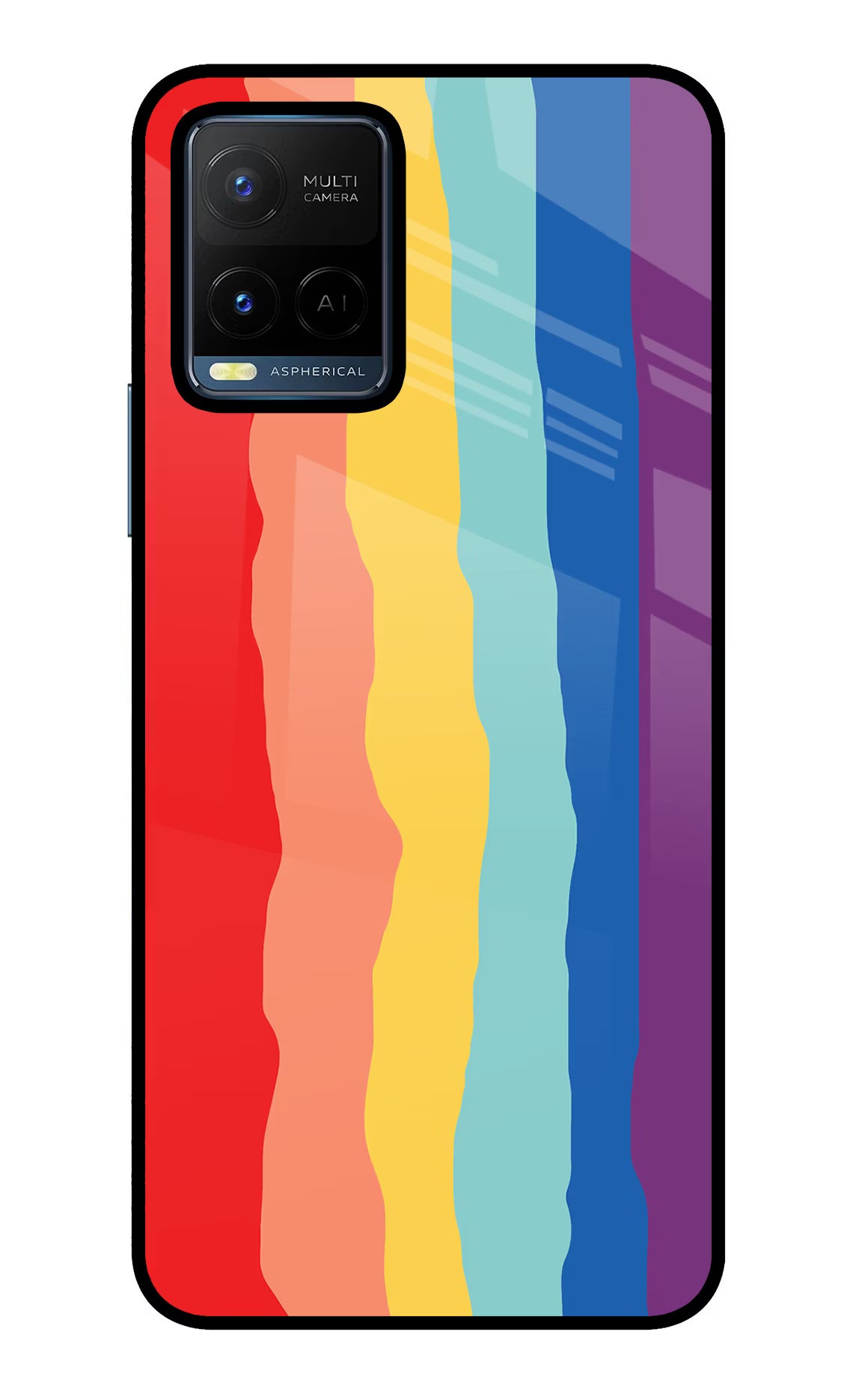 Rainbow Vivo Y21/Y21s/Y33s Glass Case Back Cover by Casekaro