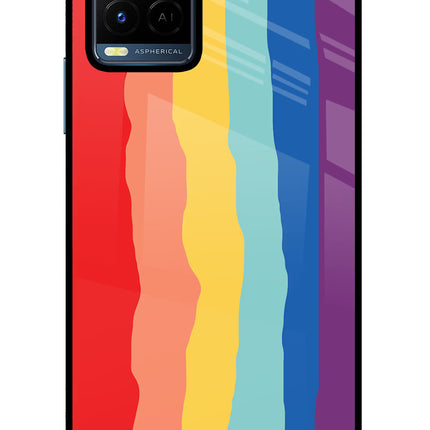 Rainbow Vivo Y21/Y21s/Y33s Glass Case Back Cover by Casekaro