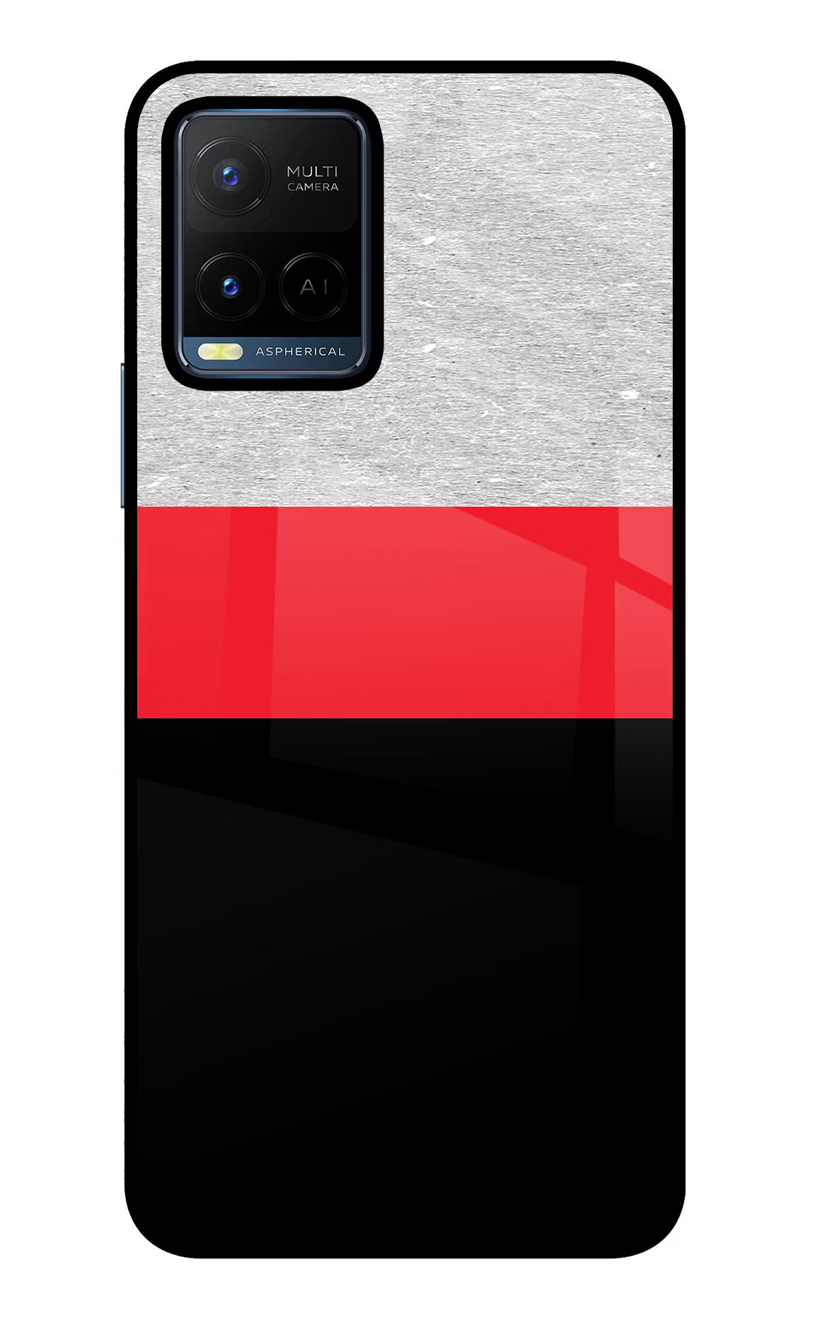 Tri Color Pattern Vivo Y21/Y21s/Y33s Glass Case Back Cover by Casekaro