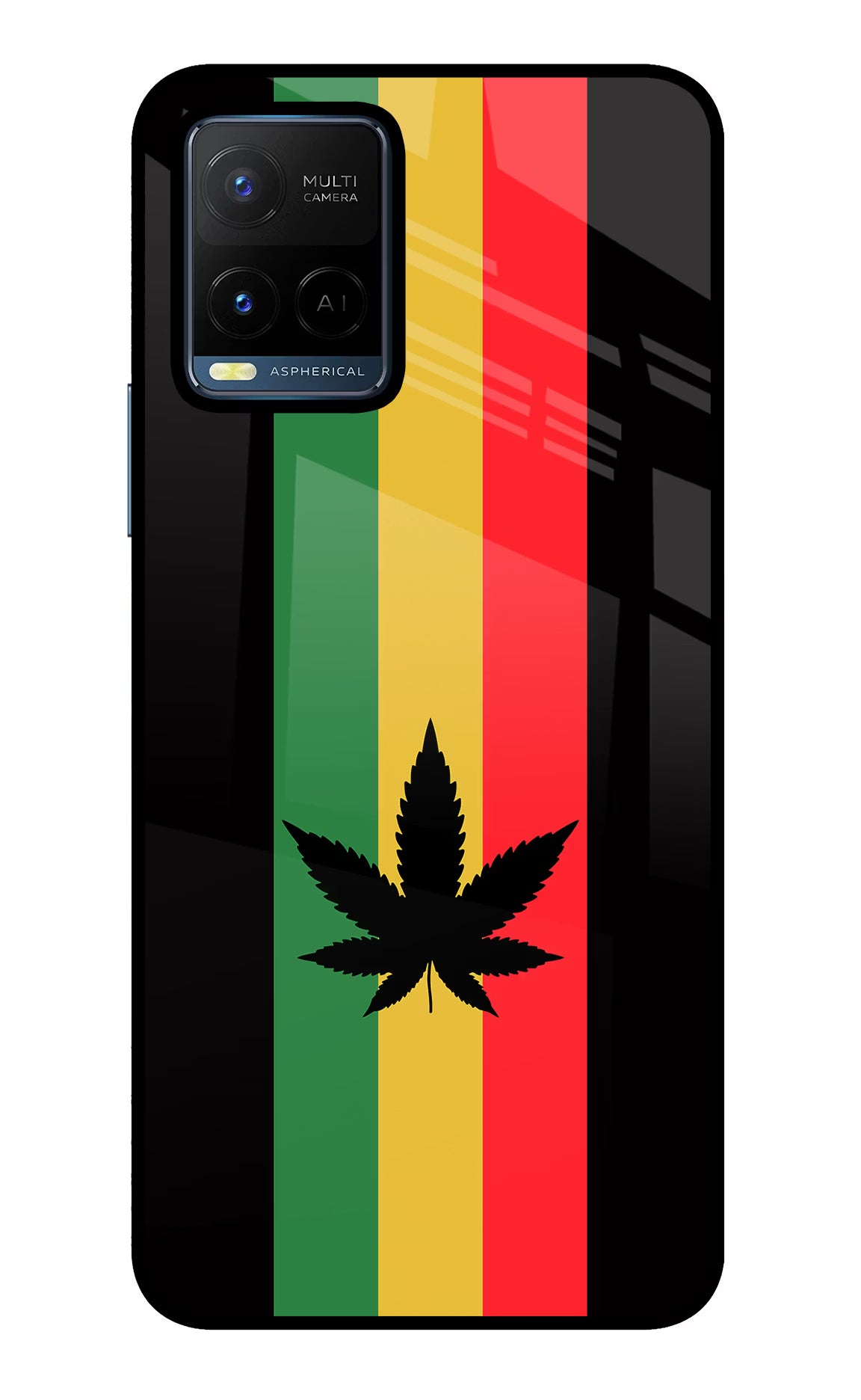 Weed Flag Vivo Y21/Y21s/Y33s Glass Case Back Cover by Casekaro