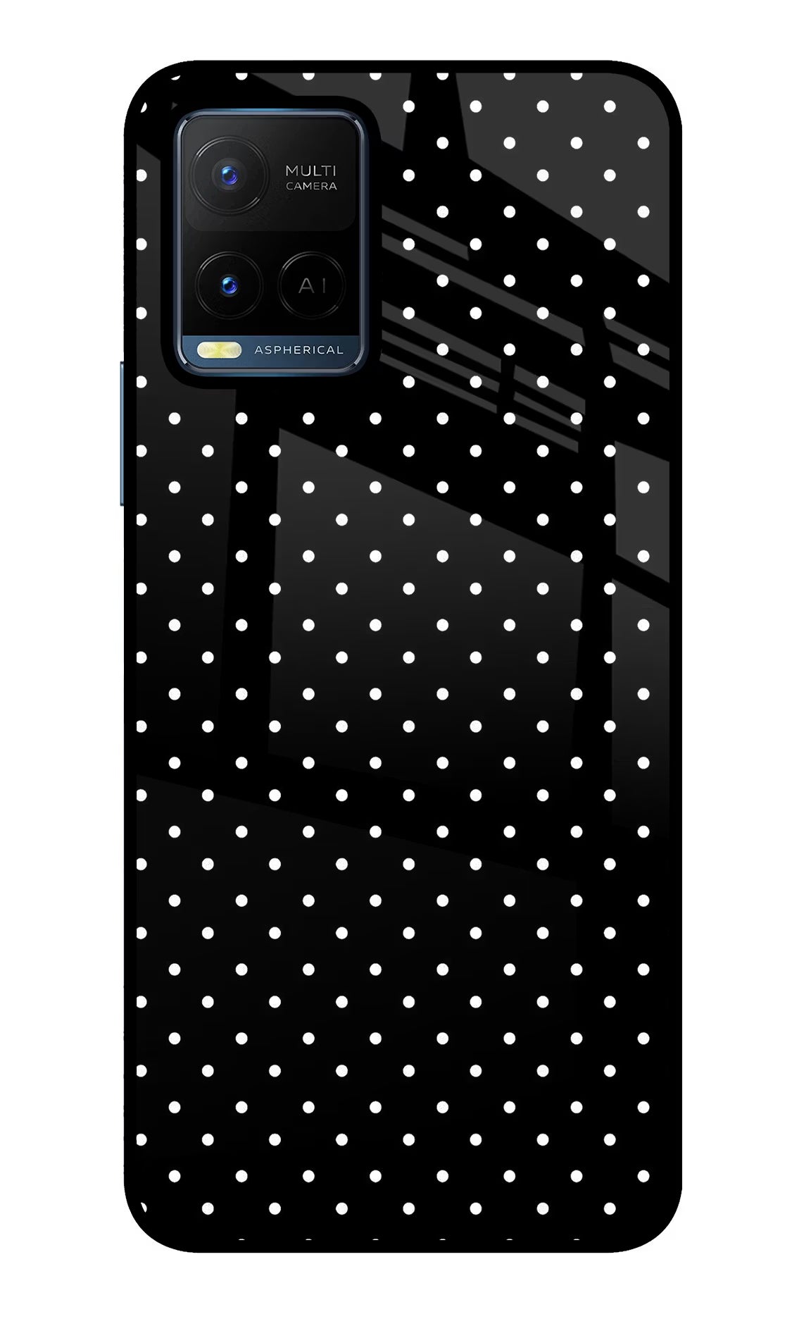 White Dots Vivo Y21/Y21s/Y33s Glass Case Back Cover by Casekaro