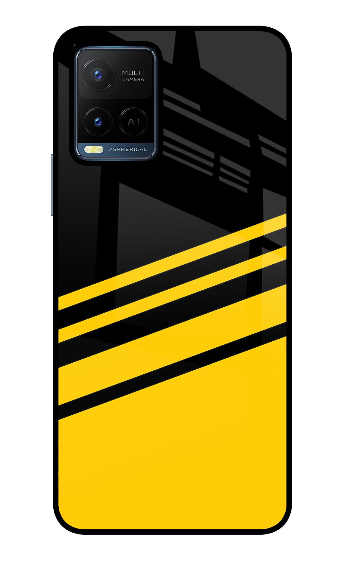 Yellow Shades Vivo Y21/Y21s/Y33s Glass Case Back Cover by Casekaro