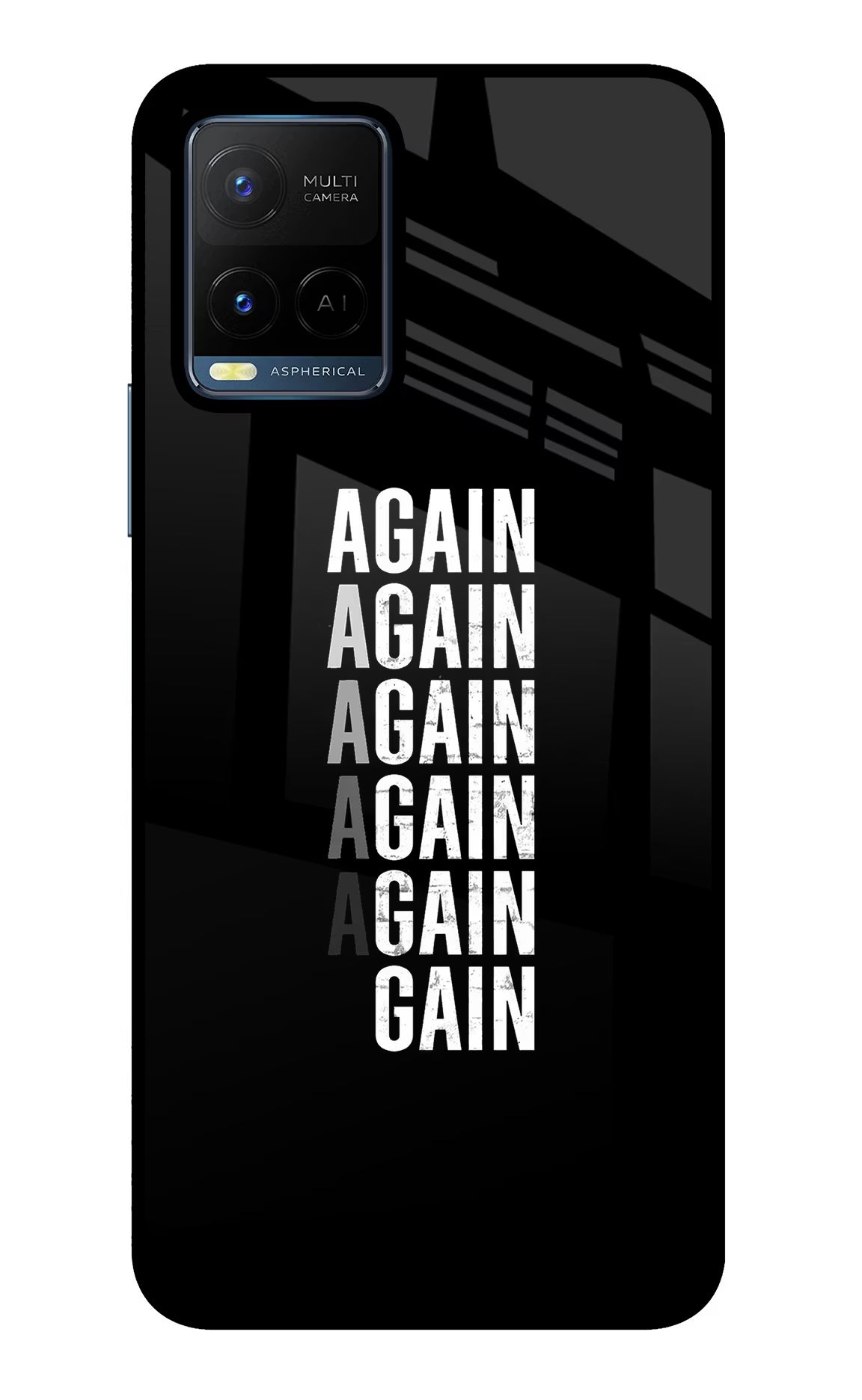 Again Again Gain Vivo Y21/Y21s/Y33s Glass Case Back Cover by Casekaro