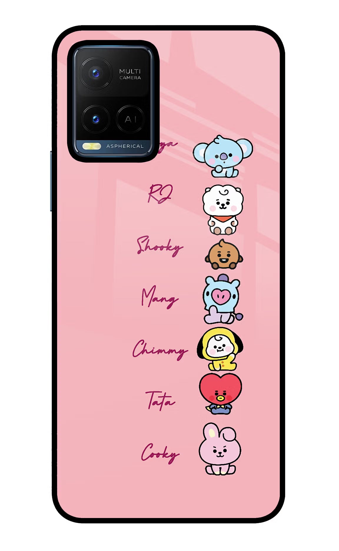 BTS names Vivo Y21/Y21s/Y33s Glass Case Back Cover by Casekaro