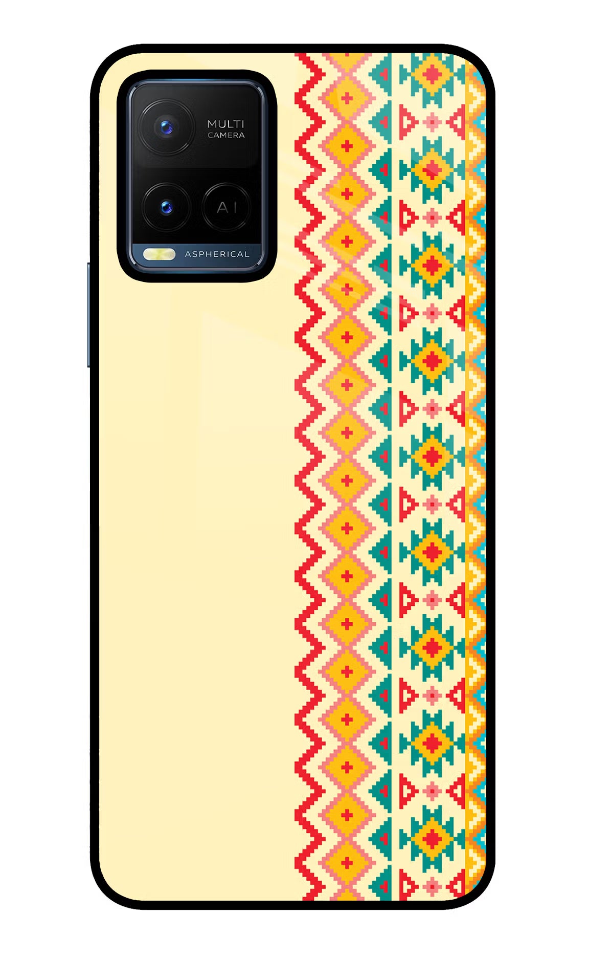 Ethnic Seamless Vivo Y21/Y21s/Y33s Glass Case Back Cover by Casekaro