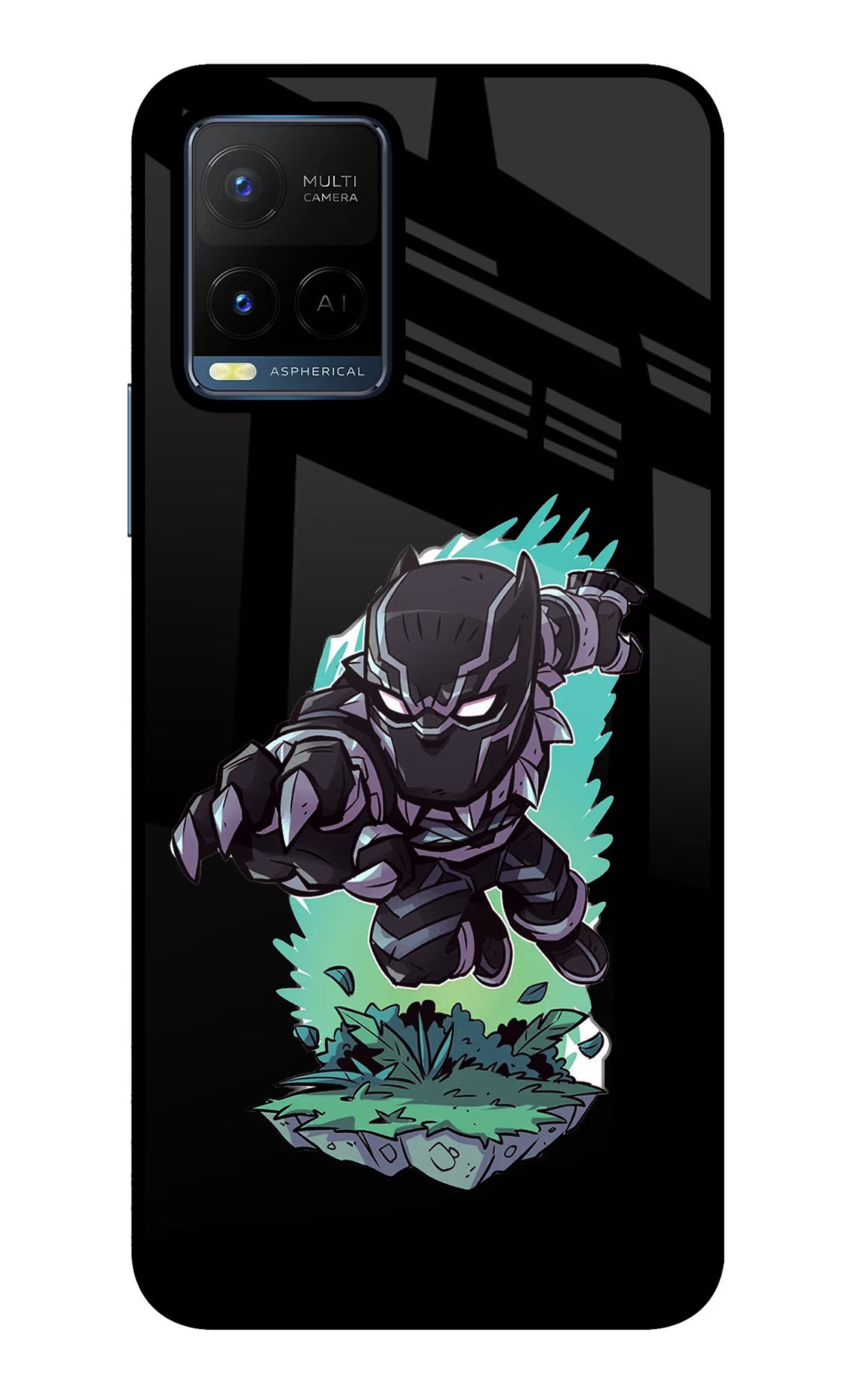 Black Panther Vivo Y21/Y21s/Y33s Glass Case Back Cover by Casekaro