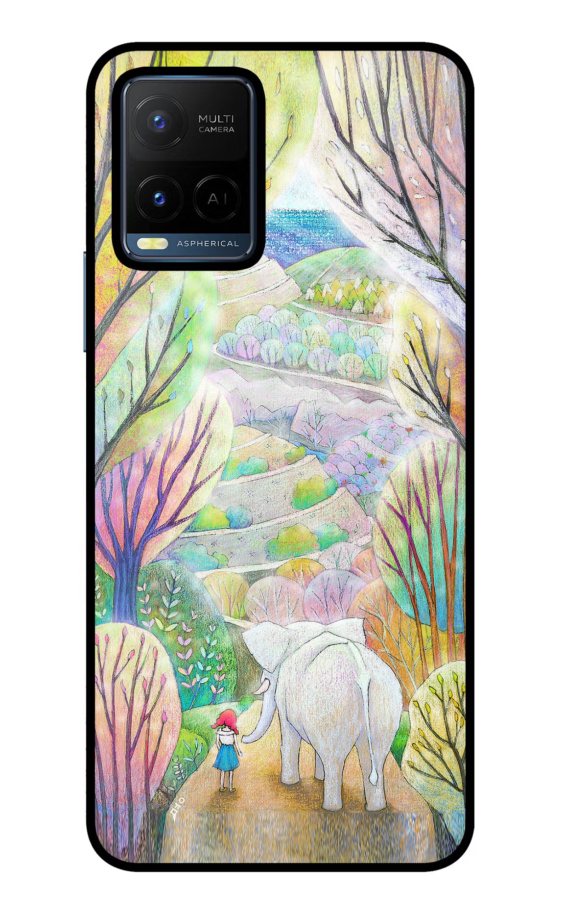 Nature Painting Vivo Y21/Y21s/Y33s Glass Case Back Cover by Casekaro