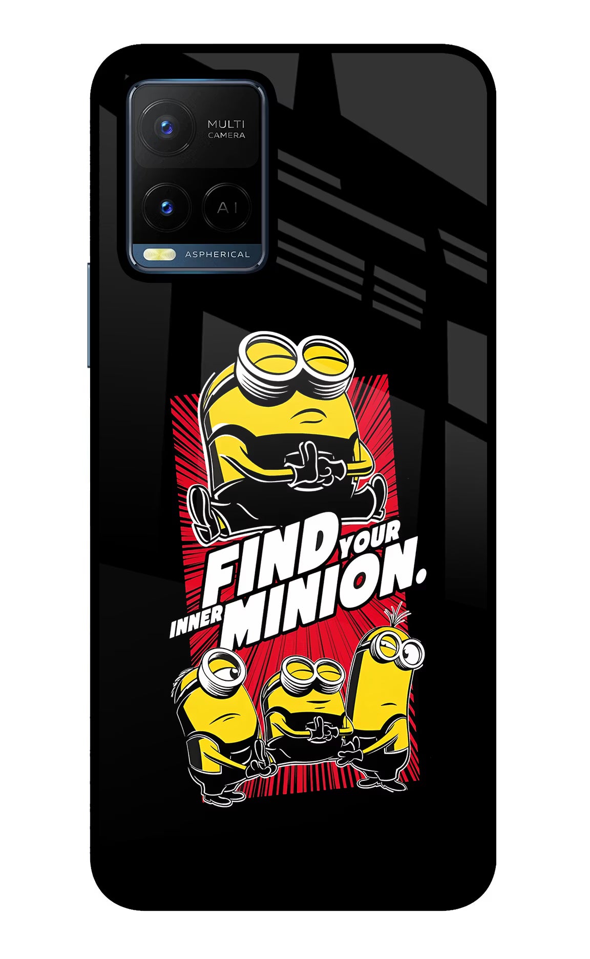 Find your inner Minion Vivo Y21/Y21s/Y33s Glass Case Back Cover by Casekaro