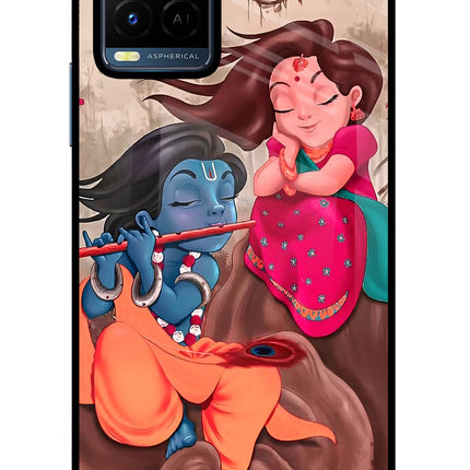 Radhe Krishna Vivo Y21/Y21s/Y33s Glass Case Back Cover by Casekaro