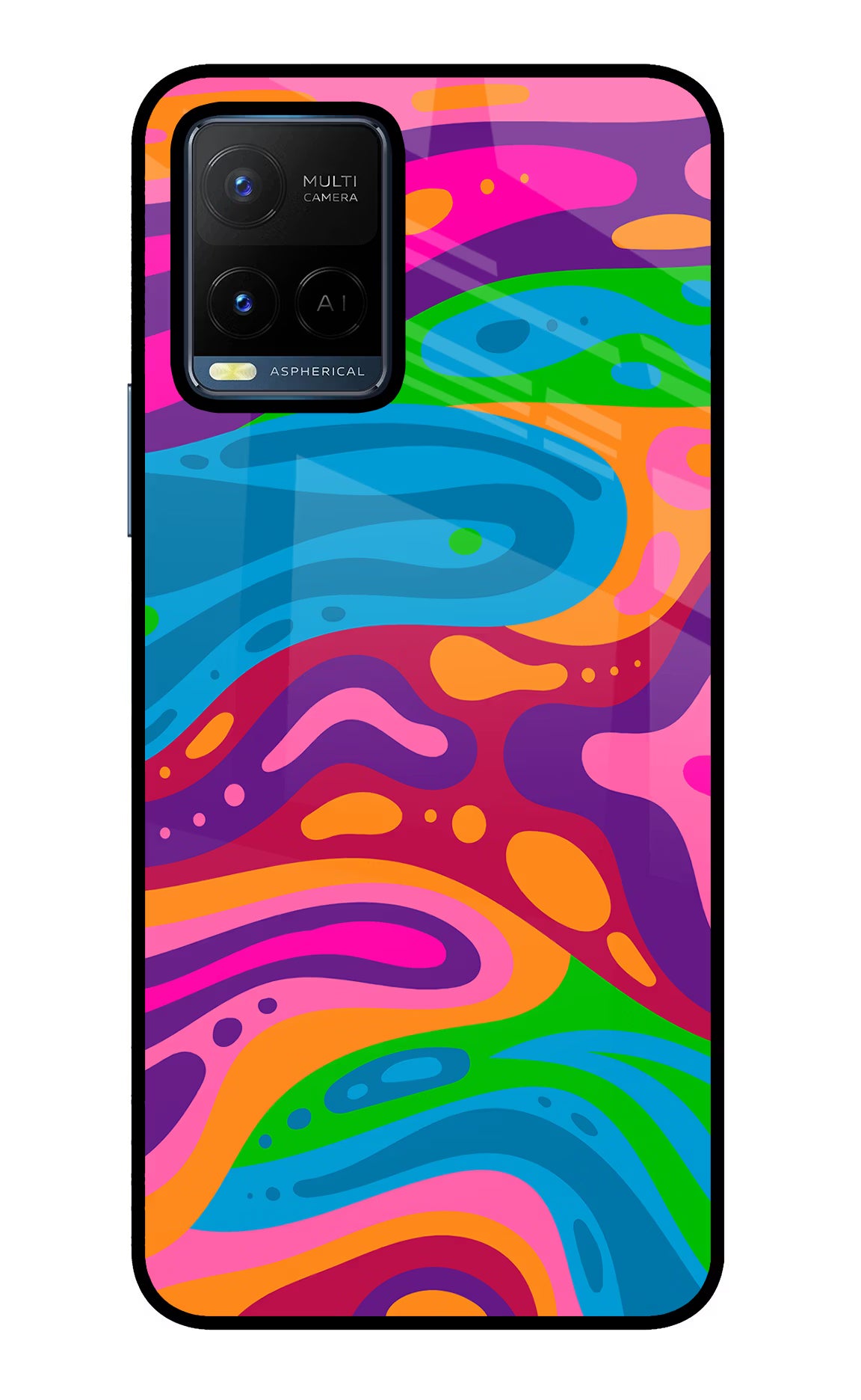 Trippy Pattern Vivo Y21/Y21s/Y33s Glass Case Back Cover by Casekaro