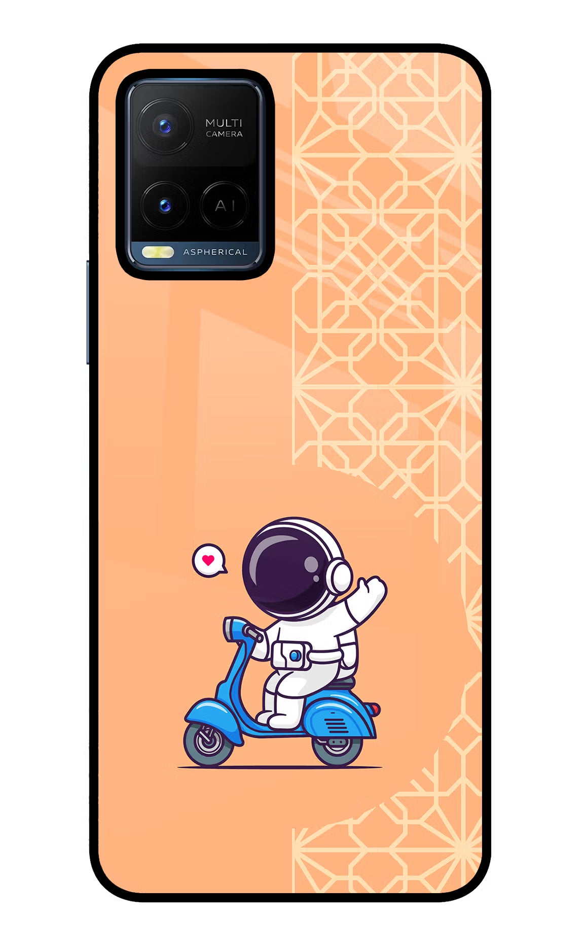 Cute Astronaut Riding Vivo Y21/Y21s/Y33s Glass Case Back Cover by Casekaro