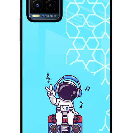 Cute Astronaut Chilling Vivo Y21/Y21s/Y33s Glass Case Back Cover by Casekaro