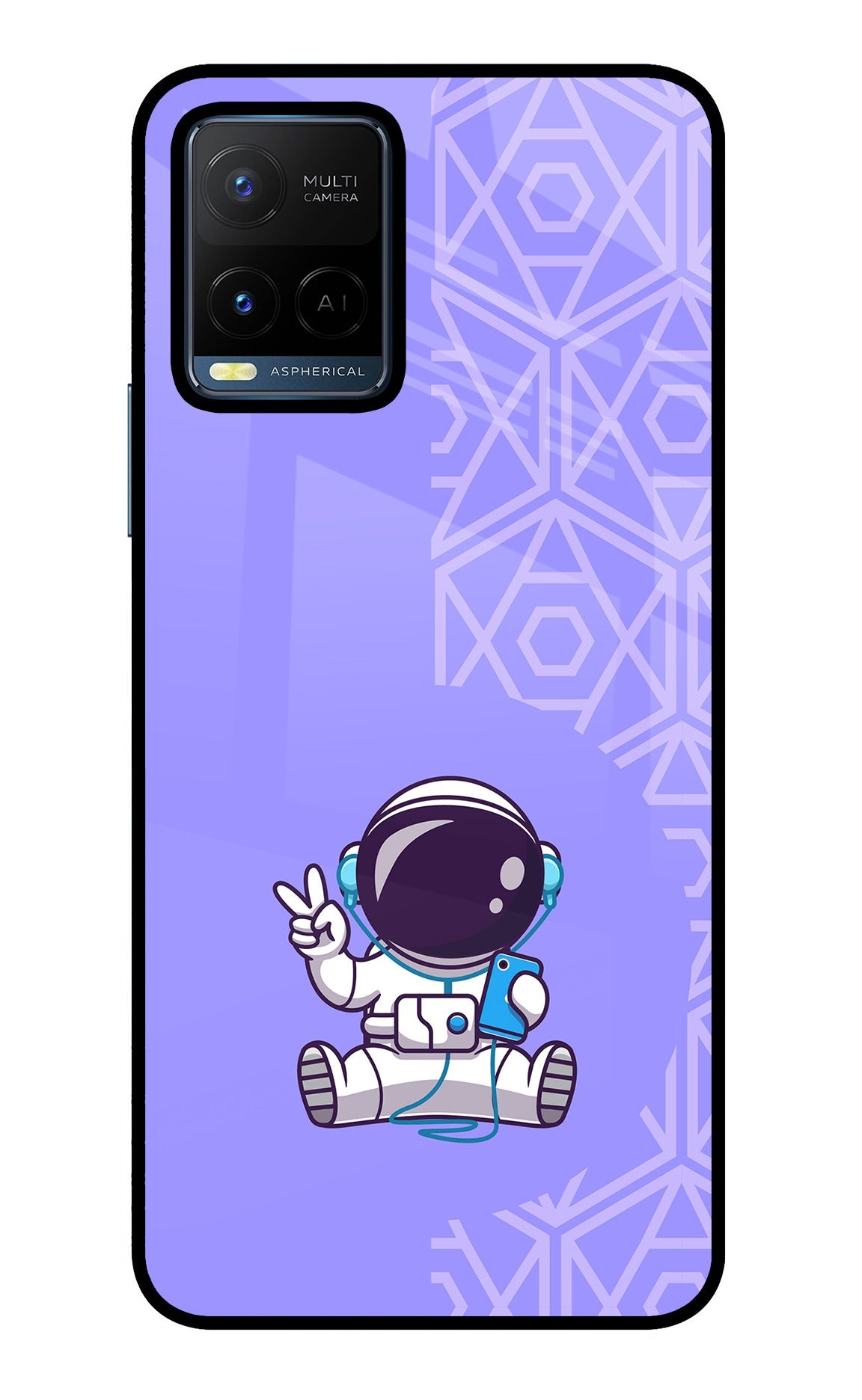 Cute Astronaut Chilling Vivo Y21/Y21s/Y33s Glass Case