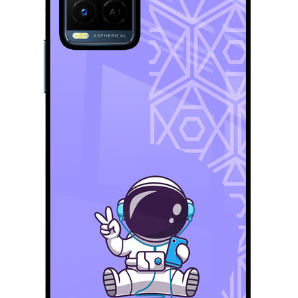 Cute Astronaut Chilling Vivo Y21/Y21s/Y33s Glass Case Back Cover by Casekaro