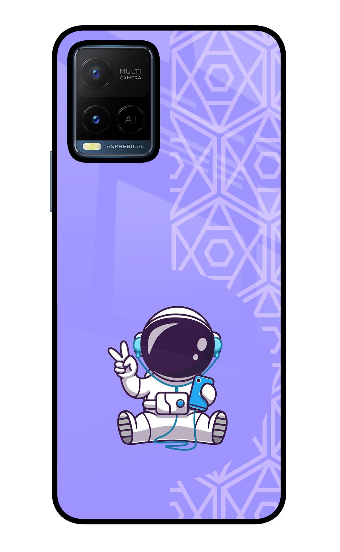 Cute Astronaut Chilling Vivo Y21/Y21s/Y33s Glass Case Back Cover by Casekaro