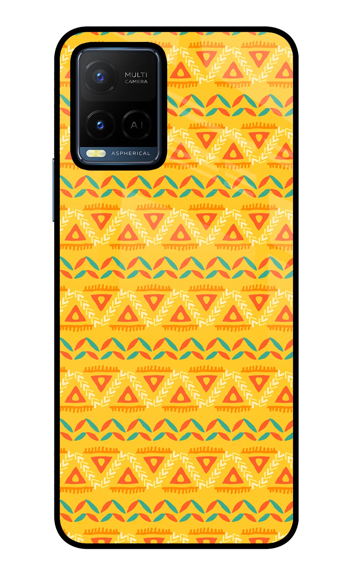 Tribal Pattern Vivo Y21/Y21s/Y33s Glass Case Back Cover by Casekaro