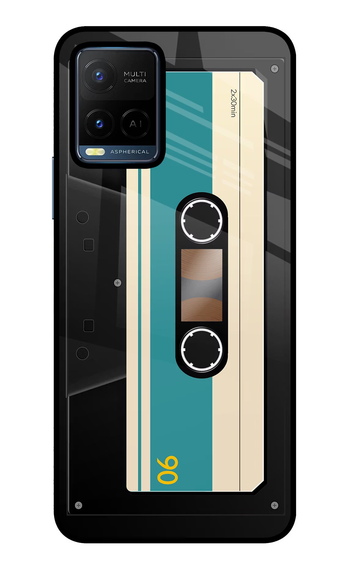 Cassette Vivo Y21/Y21s/Y33s Glass Case Back Cover by Casekaro