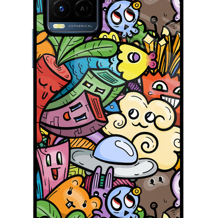 Veggie Doodle Vivo Y21/Y21s/Y33s Glass Case Back Cover by Casekaro