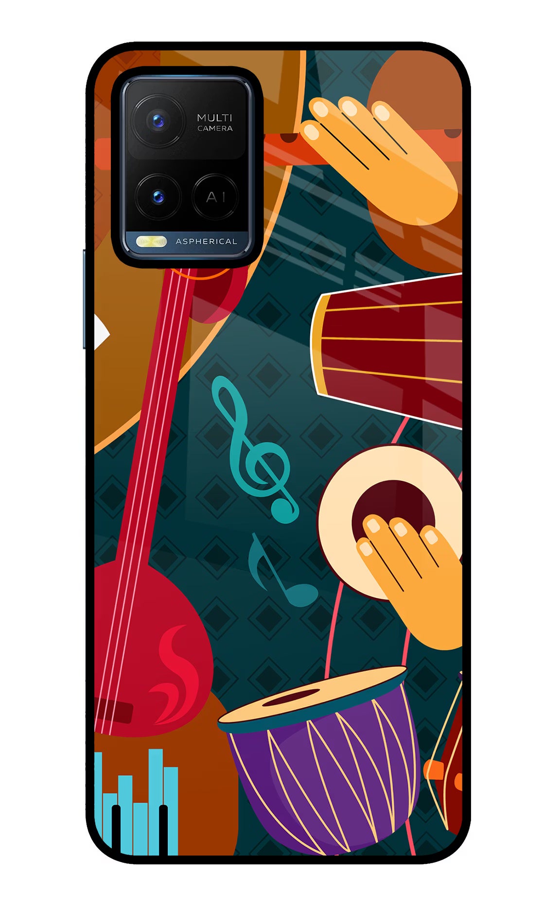 Music Instrument Vivo Y21/Y21s/Y33s Glass Case Back Cover by Casekaro