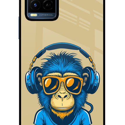 Monkey Headphone Vivo Y21/Y21s/Y33s Glass Case Back Cover by Casekaro
