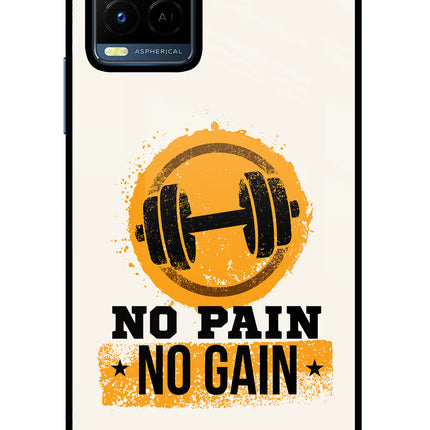 No Pain No Gain Vivo Y21/Y21s/Y33s Glass Case Back Cover by Casekaro