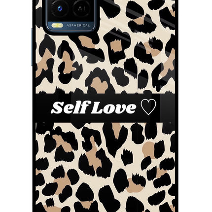 Leopard Print Self Love Vivo Y21/Y21s/Y33s Glass Case Back Cover by Casekaro