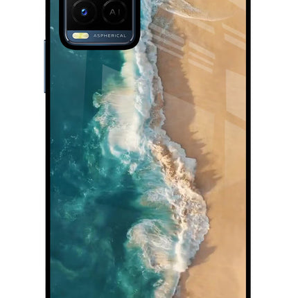 Ocean Beach Vivo Y21/Y21s/Y33s Glass Case Back Cover by Casekaro