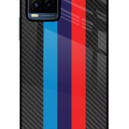 BMW Stripes Pattern Vivo Y21/Y21s/Y33s Glass Case Back Cover by Casekaro