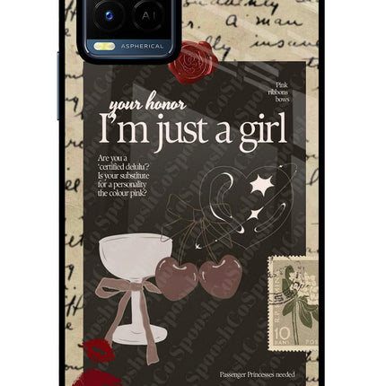 I am just a girl Vivo Y21/Y21s/Y33s Glass Case Back Cover by Casekaro