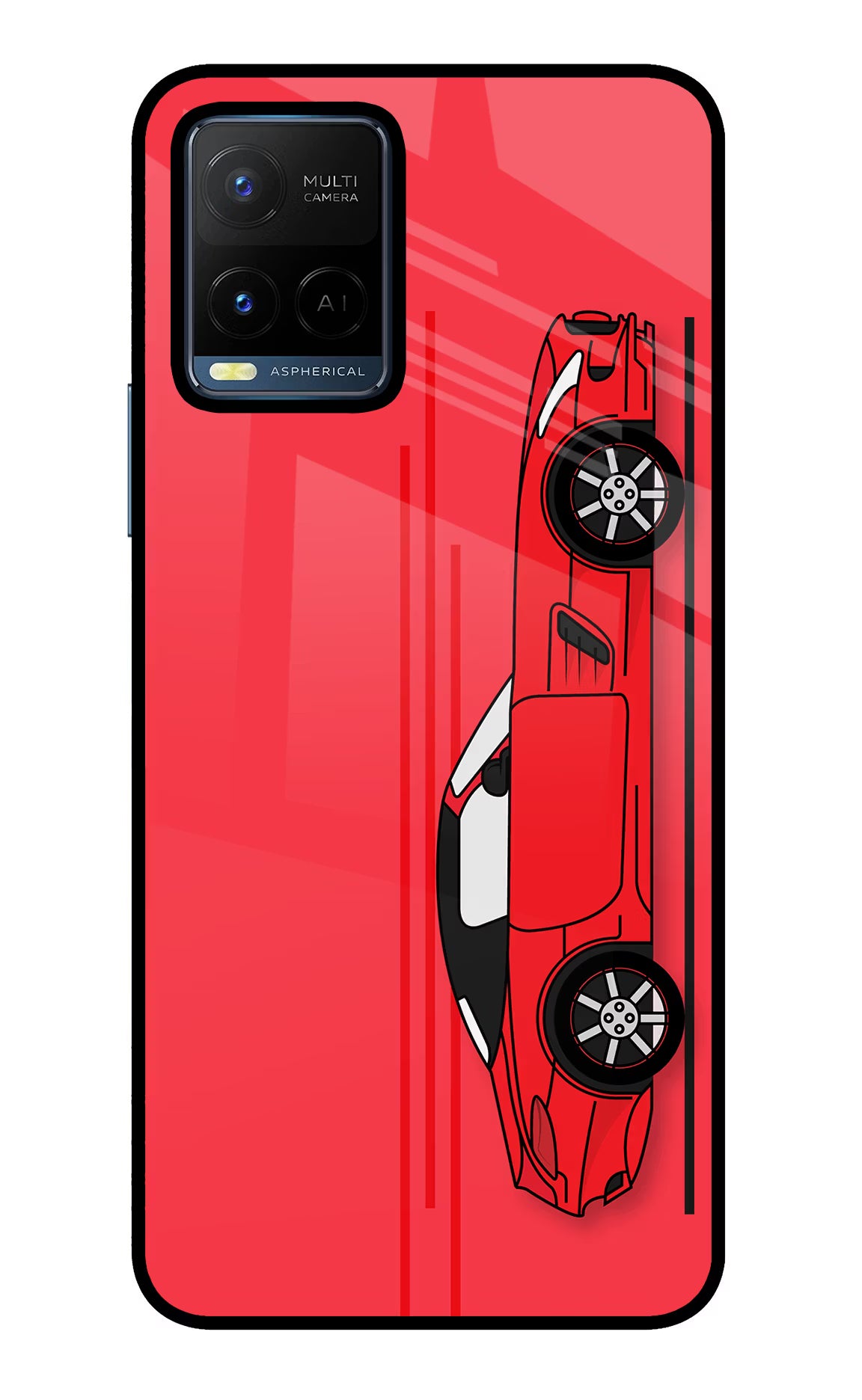 Red Velocity Vivo Y21/Y21s/Y33s Glass Case Back Cover by Casekaro