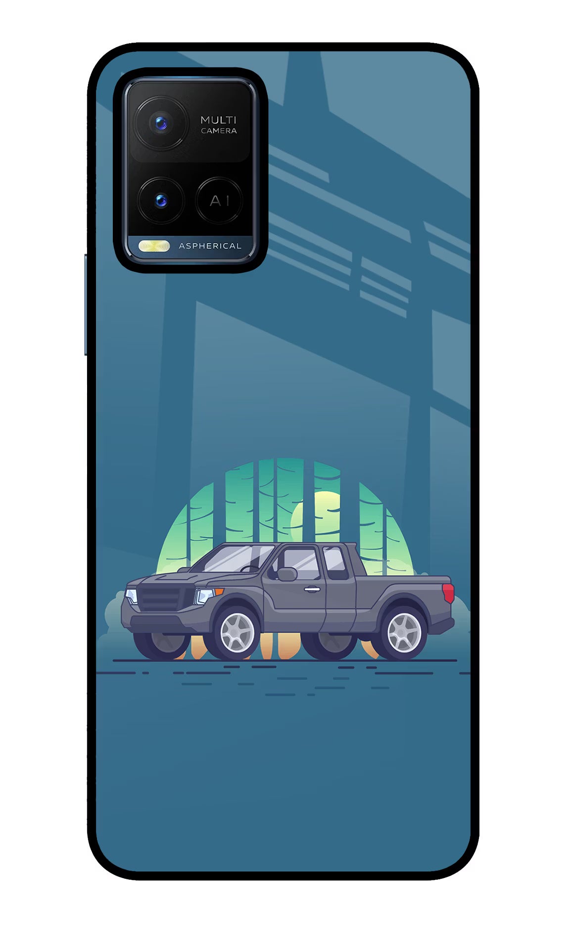 Retro Garage Vibe Vivo Y21/Y21s/Y33s Glass Case Back Cover by Casekaro