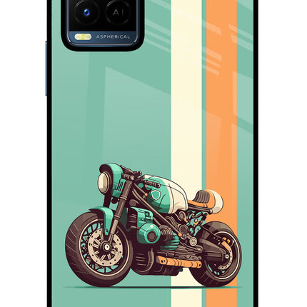 Striped Moto Drift Vivo Y21/Y21s/Y33s Glass Case Back Cover by Casekaro