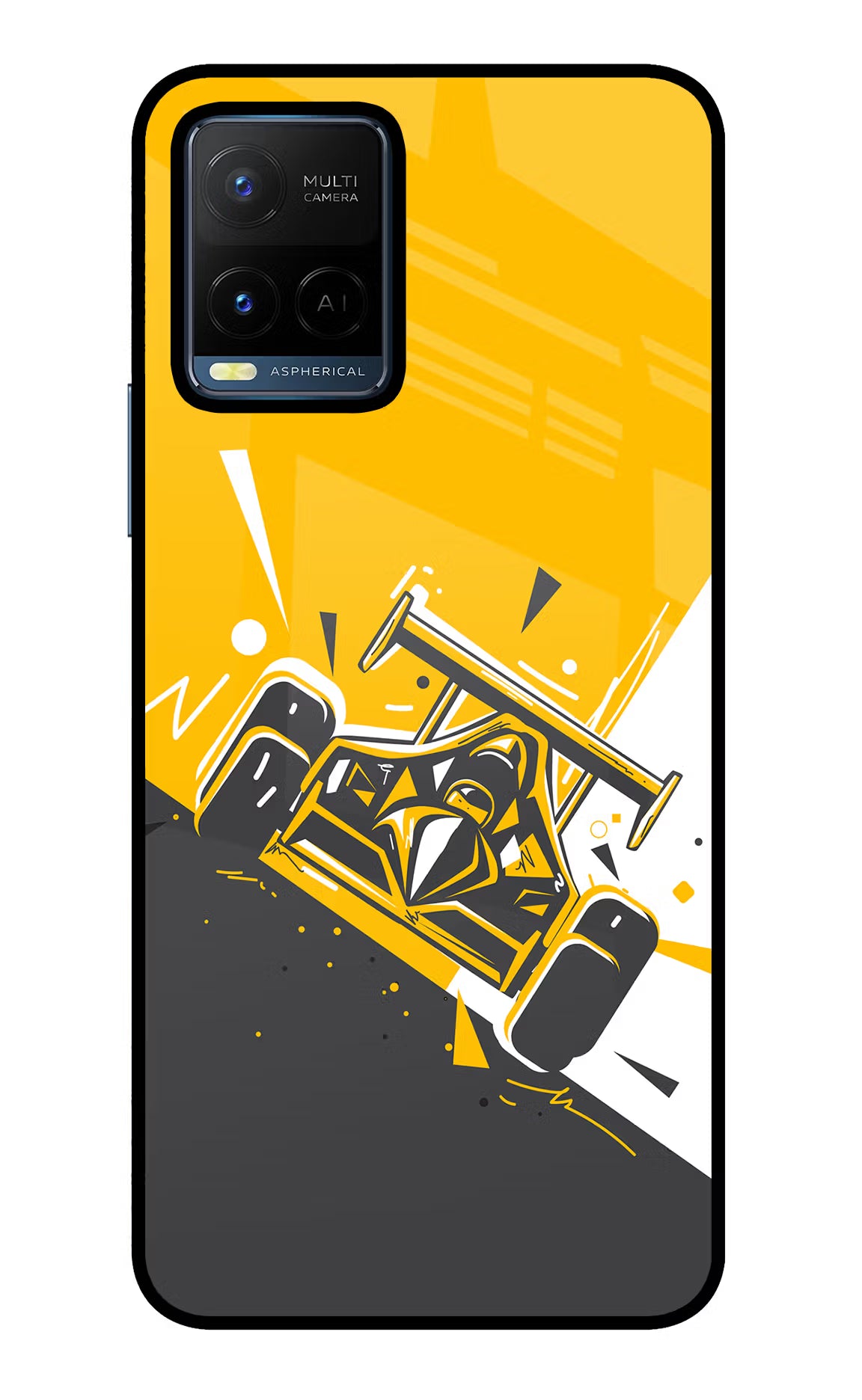 Track King Vivo Y21/Y21s/Y33s Glass Case Back Cover by Casekaro