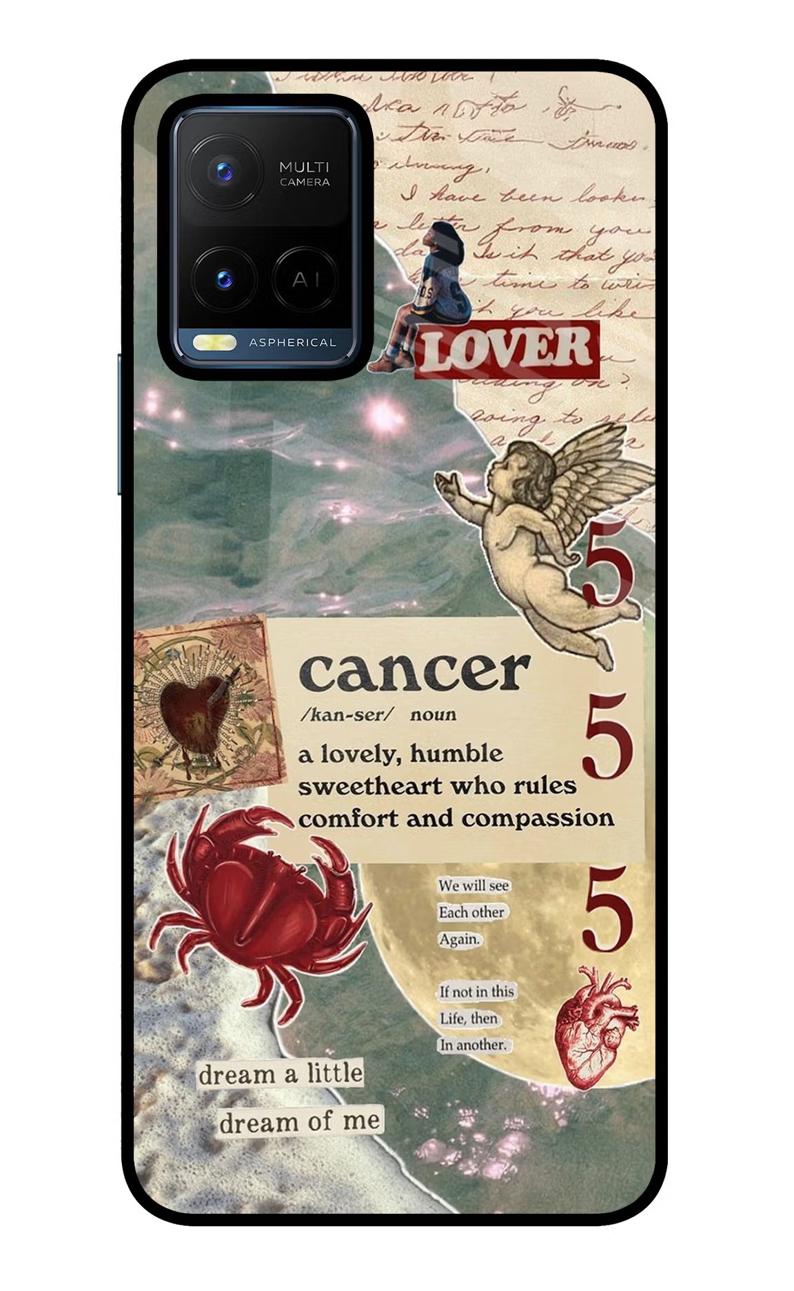 Cancer Zodiac Vivo Y21/Y21s/Y33s Glass Case Back Cover by Casekaro