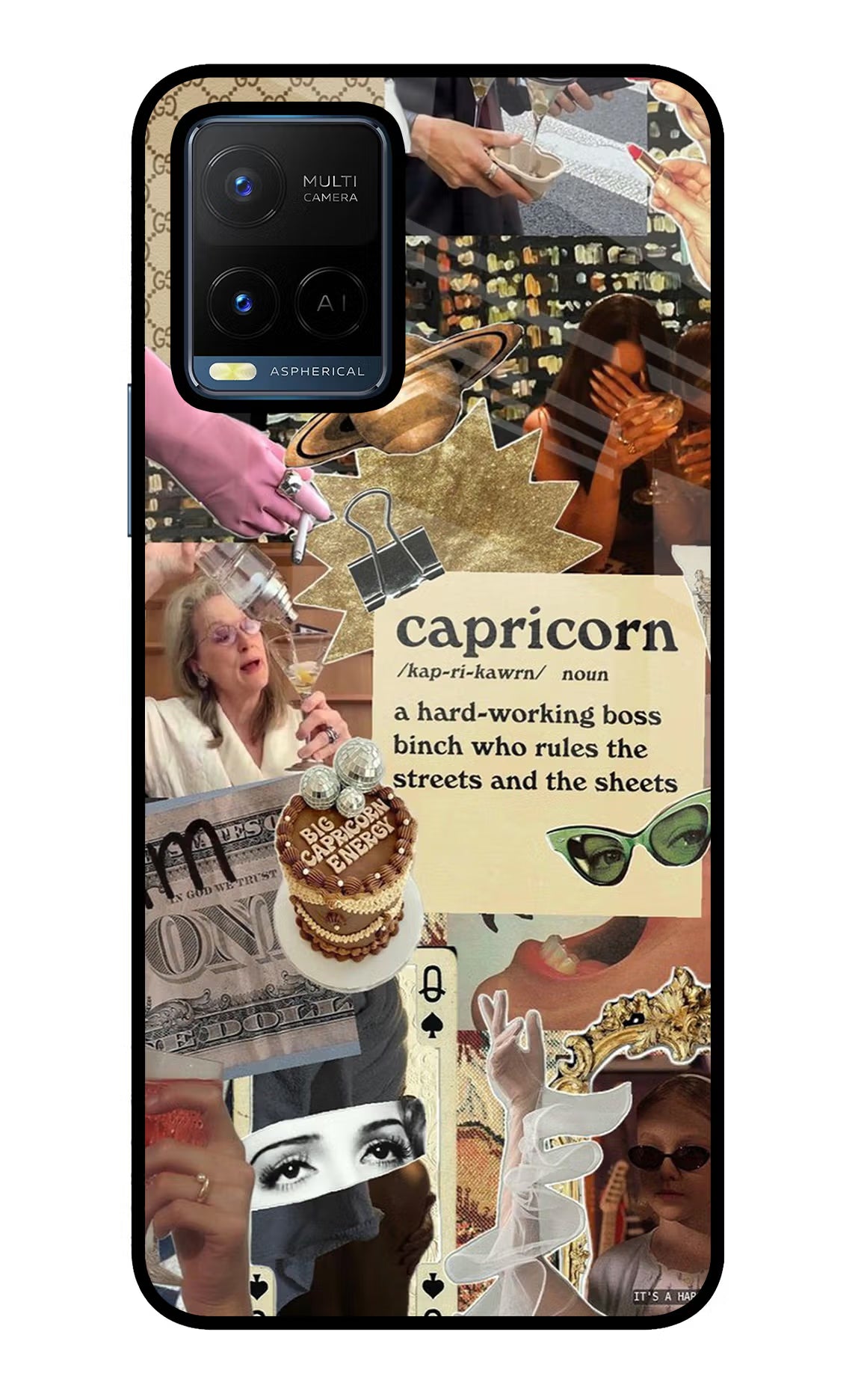 Capricorn Zodiac Vivo Y21/Y21s/Y33s Glass Case Back Cover by Casekaro