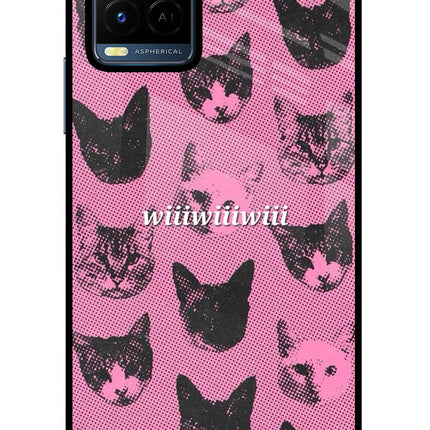 Pink Cats Vivo Y21/Y21s/Y33s Glass Case